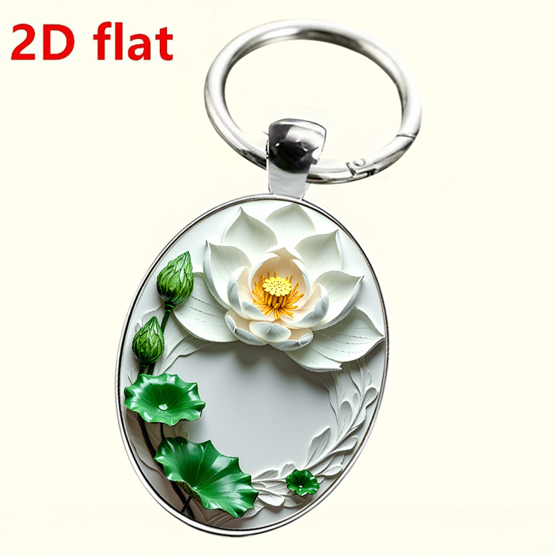 Chinese Style Realistic White Lotus Keychain